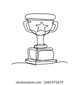 Ilustración de una sola línea de trofeos. Ilustración continua del trofeo de una sola línea