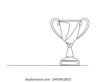 Trophy single line vector illustration. Continuous line drawing of Trophy Cup.