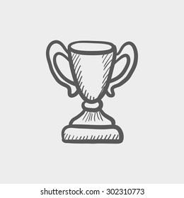 Trophy Sketch Icon For Web And Mobile. Hand Drawn Vector Dark Gray Icon On Light Gray Background.