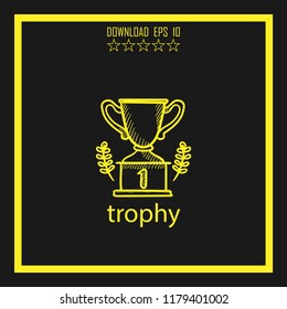 trophy sketch vector icon