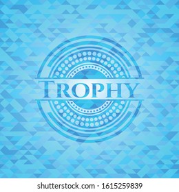 Trophy sky blue emblem with mosaic background