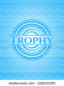 Trophy sky blue water wave style badge.