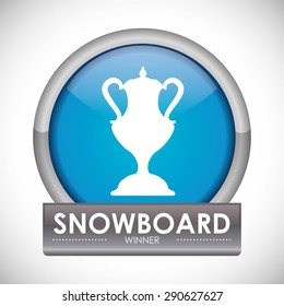 trophy Snowboarding design over white background, vector illustration
