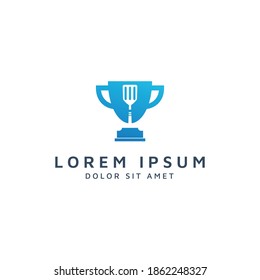 trophy and spatula negative space logo design