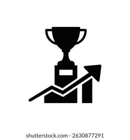 Trophy Standing on Arrow Representing Success and Level Up