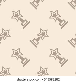 Trophy star cup and award icon seamless pattern, tiling vintage ornament. Vector illustration