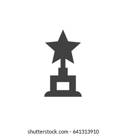Trophy star icon in black on a white background. Vector illustration