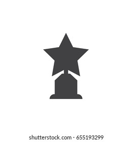 Trophy star icon in black on a white background. Vector illustration