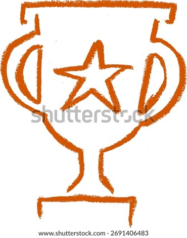 Trophy Star Icon Crayon Chalk Drawing Doodle Vector