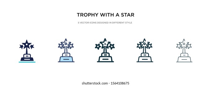 trophy with a star icon in different style vector illustration. two colored and black trophy with a star vector icons designed in filled, outline, line and stroke style can be used for web, mobile,