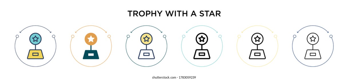 Trophy with a star icon in filled, thin line, outline and stroke style. Vector illustration of two colored and black trophy with a star vector icons designs can be used for mobile, ui, web