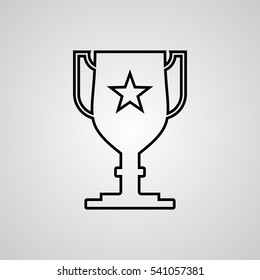 Trophy star line icon vector