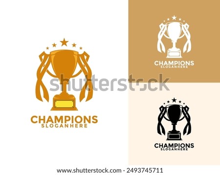 Trophy with star logo icon design template flat vector illustration, Award Winner logo design template