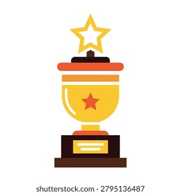 A trophy with a star on top, symbolizing achievement and success, on a brown base