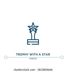 trophy with a star outline vector icon. simple element illustration. trophy with a star outline icon from editable cinema concept. can be used for web and mobile
