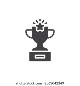 A trophy with a star vector icon. filled flat sign for mobile concept and web design. Favorite Bet glyph icon. Symbol, logo illustration. Vector graphics