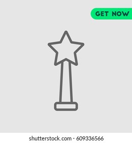 Trophy with Star Vector Icon, The outlined symbol of award price with star on the top. Simple, modern flat vector illustration for mobile app, website or desktop app   