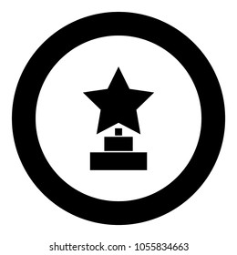 Trophy star winner award black icon in circle