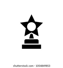 Trophy Star Winner Award. Flat Vector Icon. Simple black symbol on white background