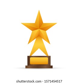 trophy star winner award on white background.
