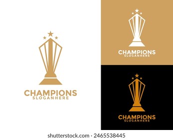 Trophy with start logo icon design template flat vector illustration, Award Winner logo design template