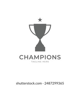 Trophy with start logo icon design template flat vector illustration, Award Winner logo design template