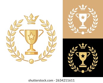 Trofeo con el logotipo de inicio icono de diseño Plantilla plana Ilustración vectorial, ganador del premio logotipo de diseño Plantilla