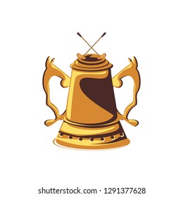 trophy with sticks golf isolated icon