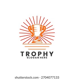Trofeo con Plantilla de Vector de diseño de logotipo de línea de rayas solares