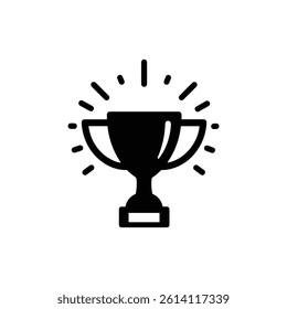 Trophy Surrounded by Light Rays Icon Representing Achievement