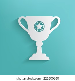 Trophy symbol on blue background,clean vector
