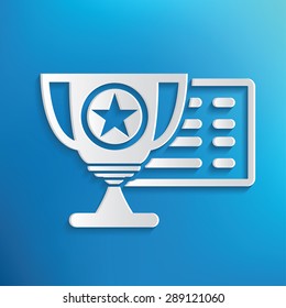 Trophy symbol on blue background,clean vector