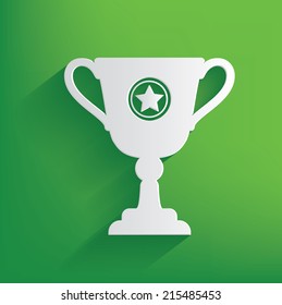 Trophy symbol on green background,clean vector