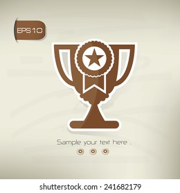Trophy symbol,sticker design,brown version,clean vector