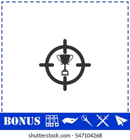 Trophy target icon flat. Simple vector symbol and bonus icon