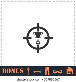 Trophy target icon flat. Simple vector symbol and bonus icon