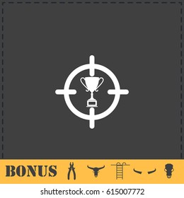 Trophy target icon flat. Simple vector symbol and bonus icon