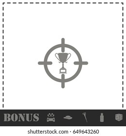 Trophy target icon flat. Simple vector symbol and bonus icon