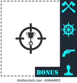 Trophy target icon flat. Simple vector symbol and bonus icon