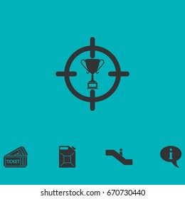 Trophy target icon flat. Simple vector symbol and bonus icon