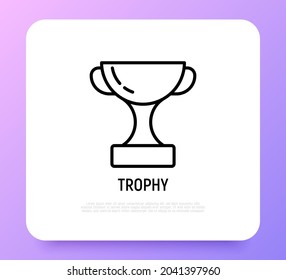 Trophy thin line icon. Modern vector illustration of champion award.