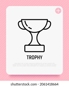 Trophy thin line icon. Modern vector illustration of champion award.