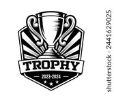 Trophy Tournament Badge Logo Design Vector Template. Black icons Victory trophies and awards