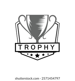Trophy Tournament Badge Logo Design Vector Template. Black icons Victory trophies and awards