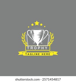 Trophy Tournament Badge Logo Design Vector Template. Black icons Victory trophies and awards