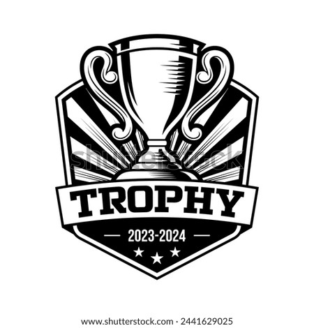 Trophy Tournament Badge Logo Design Vector Template. Black icons Victory trophies and awards
