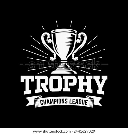 Trophy Tournament Badge Logo Design Vector Template. Black icons Victory trophies and awards