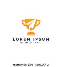 trophy and travel negative space logo design