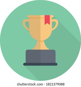 trophy vector circle  flat icon 