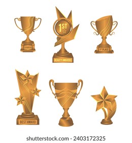 ilustración de conjunto de colección de vector trofeo